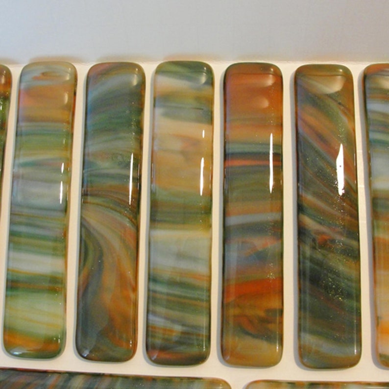 Green and Orange Drawer Pulls Fused Glass Pulls Etsy