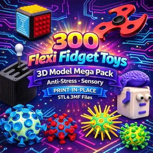 Archivos STL de Flexi Fidget: 300 modelos STL articulados para impresión (uso comercial)
