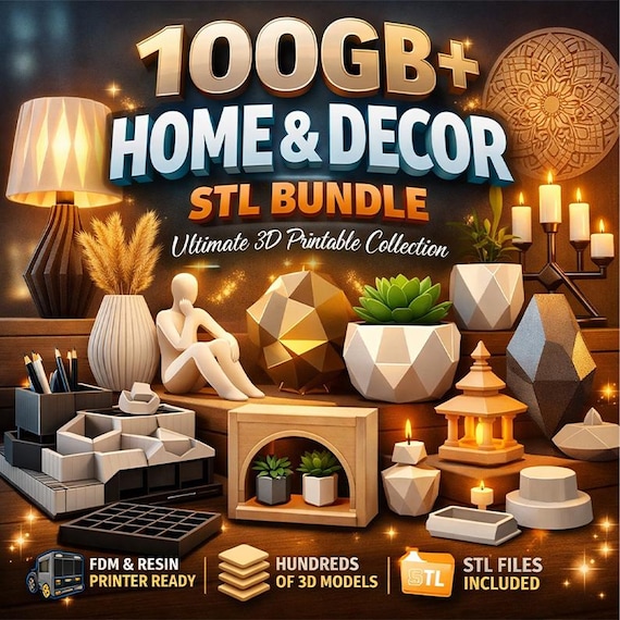 Home Decor Stl Files bundle - 100 GB 3D Print  Models, Modern Vases, Wall Art