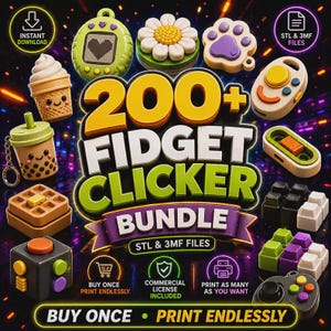 200 Fidget Clicker STL Bundle | Anti stress fidget |  Clicker Toy  |  3D Print Files |  Commercial License