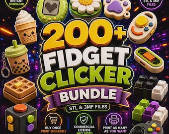 200 Fidget Clicker STL Bundle | Anti stress fidget |  Clicker Toy  |  3D Print Files |  Commercial License