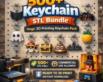 500 Keychain STL Bundle | 3D Printing key ring Anime, Comic, Cartoon and More | Commercial Use Allowed