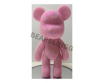 Rhinestone Bear – Luxury Crystal Figurine, Sparkly Pink Decor, Handmade Bling Gift for Her (22cm)