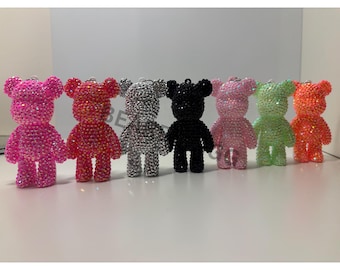Handmade Rhinestone Bear Keychain, Sparkly Crystal Bag Charm, Purse & Key Accessory, 10cm Made to Order