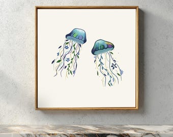Whimsical Jellyfish Nursery Art | Ocean Baby Room Decor | Sea Creature Print | Gifts for Kids