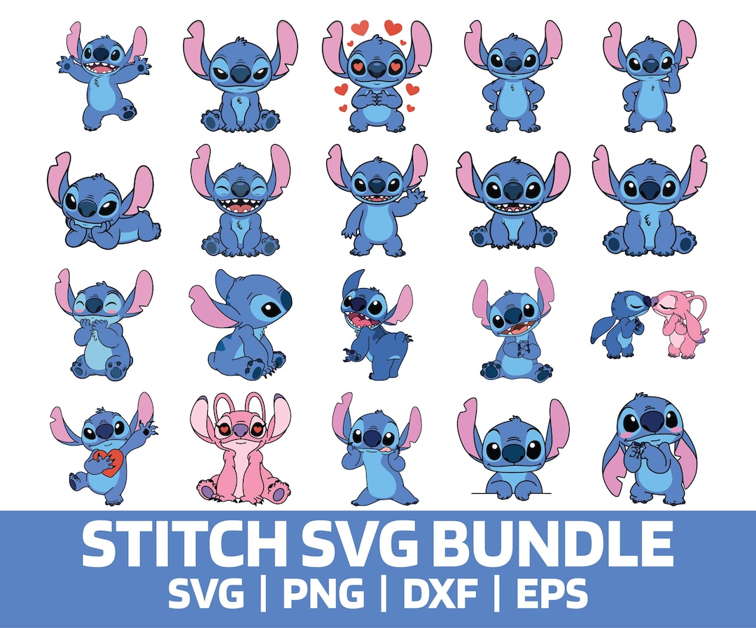 Stitch Blue Color Code 1 Stitch Digital SVG Bundle, Stitch Clipart, Blue Stitch Svg, Dxf, Png ...
