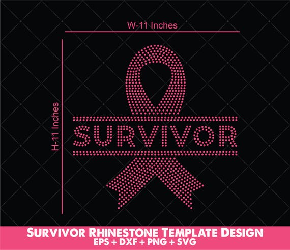 Survivor Rhinestone Template, Breast Cancer Awareness SVG, Pink Ribbon Hotfix Design, Survivor Design for Cricut, Survivor Rhinestone PNG