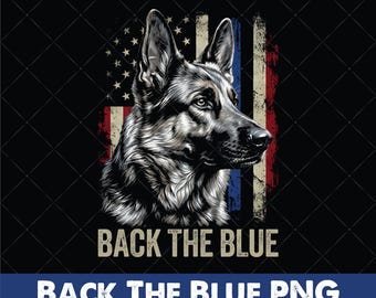Terug de blauwe png, sublimatie Duitse herder politiehond, dunne blauwe lijn K9-ontwerp, patriottische Amerikaanse vlaghond, shirtbestand wetshandhaving