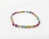 Rainbow Gemstone Bracelet 14kt Gold Filled Beads with Natural Gemstones Stacking Bracelet