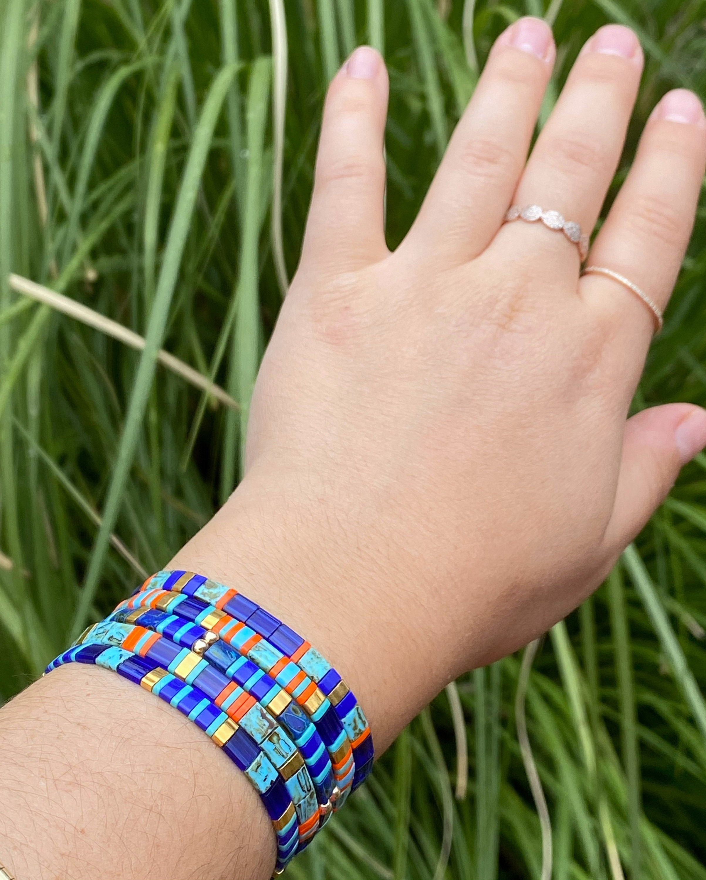 Glass Tile Bracelets Tile Bracelet Stack Stretchy Bracelet Etsy