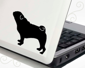 Pug Decal Vinyl Sticker - Bonus Backup Sticker Included - SilhouetteMYpet Design:DOG-PUG01