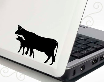 Cow and Calf Decal Vinyl Sticker -- Bonus Backup Sticker Included - SilhouetteMYpet Design:OA-COW06