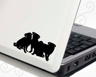 Pug Decal Vinyl Sticker - Bonus Backup Sticker Included - SilhouetteMYpet Design:DOG-PUG05