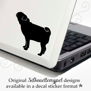 Pug Decal Vinyl Sticker - Bonus Backup Sticker Included - SilhouetteMYpet Design:DOG-PUG04