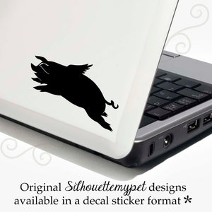 Flying Pig Silhouette (Curly Tail, Wings) Decal Vinyl Sticker - Bonus Backup Sticker Included - SilhouetteMYpet Design:OA-PIG01