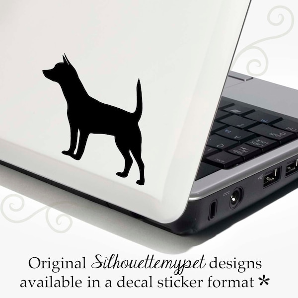 Portuguese Podengo Pequeno Decal (Smooth Coat) Decal Vinyl Sticker -- Bonus Backup Sticker Included - SilhouetteMYpet Design:DOG-POP02