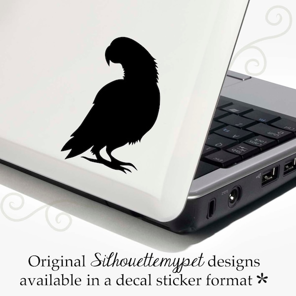 African Grey Parrot Decal Vinyl Sticker - Bonus Backup Sticker Included - SilhouetteMYpet Design:BIR-AGR01