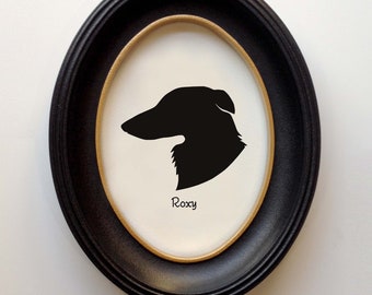 Silken Windhound Silhouette Personalized Dog Portrait, Pet Gift, Hand Cut by SilhouetteMyPet Design:DOG-SKW01