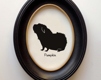 Guinea Pig Silhouette Personalized Pet Portrait Gift, Hand Cut by SilhouetteMyPet Design:OA-GUP01