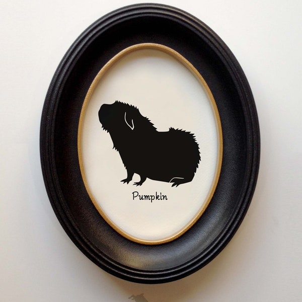 Guinea Pig Silhouette Personalized Pet Portrait Gift, Hand Cut by SilhouetteMyPet Design:OA-GUP01