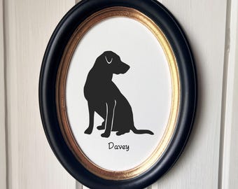 Labrador Retriever Silhouette Dog Portrait  | Hand-Cut Pet Memorial  | Frame & Personalized Text Options