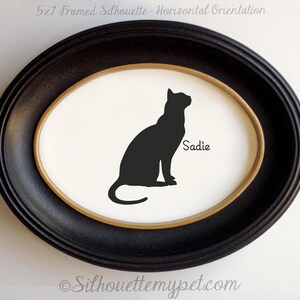 Bengal Cat Silhouette Portrait | Hand-Cut Pet Memorial | Frame & Personalized Text Options FRAMED (Plastic Oval) Horizontal ⇆ 5x7