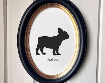French Bulldog Silhouette Dog Portrait  | Hand-Cut Pet Memorial  | Frame & Personalized Text Options