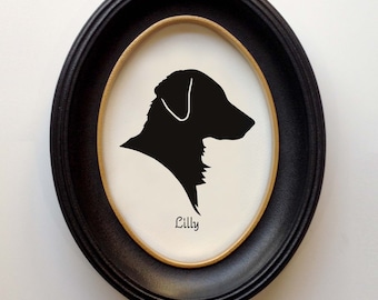 Flat-Coated Retriever Personalized Dog Portrait, Pet Gift, Hand Cut by SilhouetteMyPet Design:DOG-FCR04