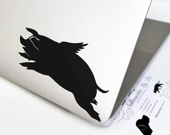 Flying Pig Vinyl Decal (Straight Tail, Wings) - Bumper Sticker - SilhouetteMYpet Design:OA-PIG02