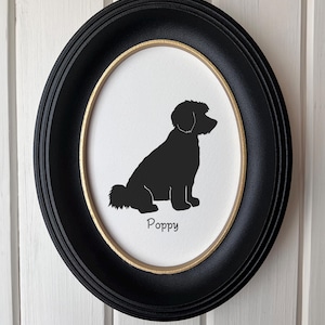 Havapoo Silhouette Dog Portrait  | Hand-Cut Pet Memorial  | Frame & Personalized Text Options