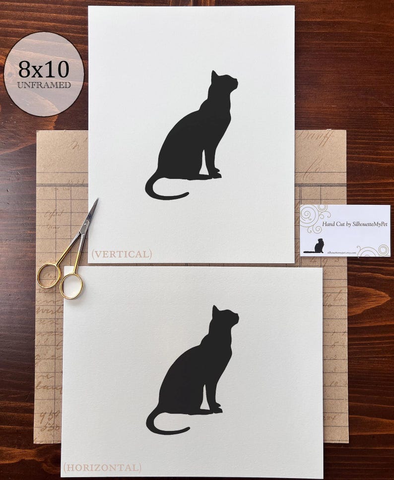 Bengal Cat Silhouette Portrait | Hand-Cut Pet Memorial | Frame & Personalized Text Options imagen 18