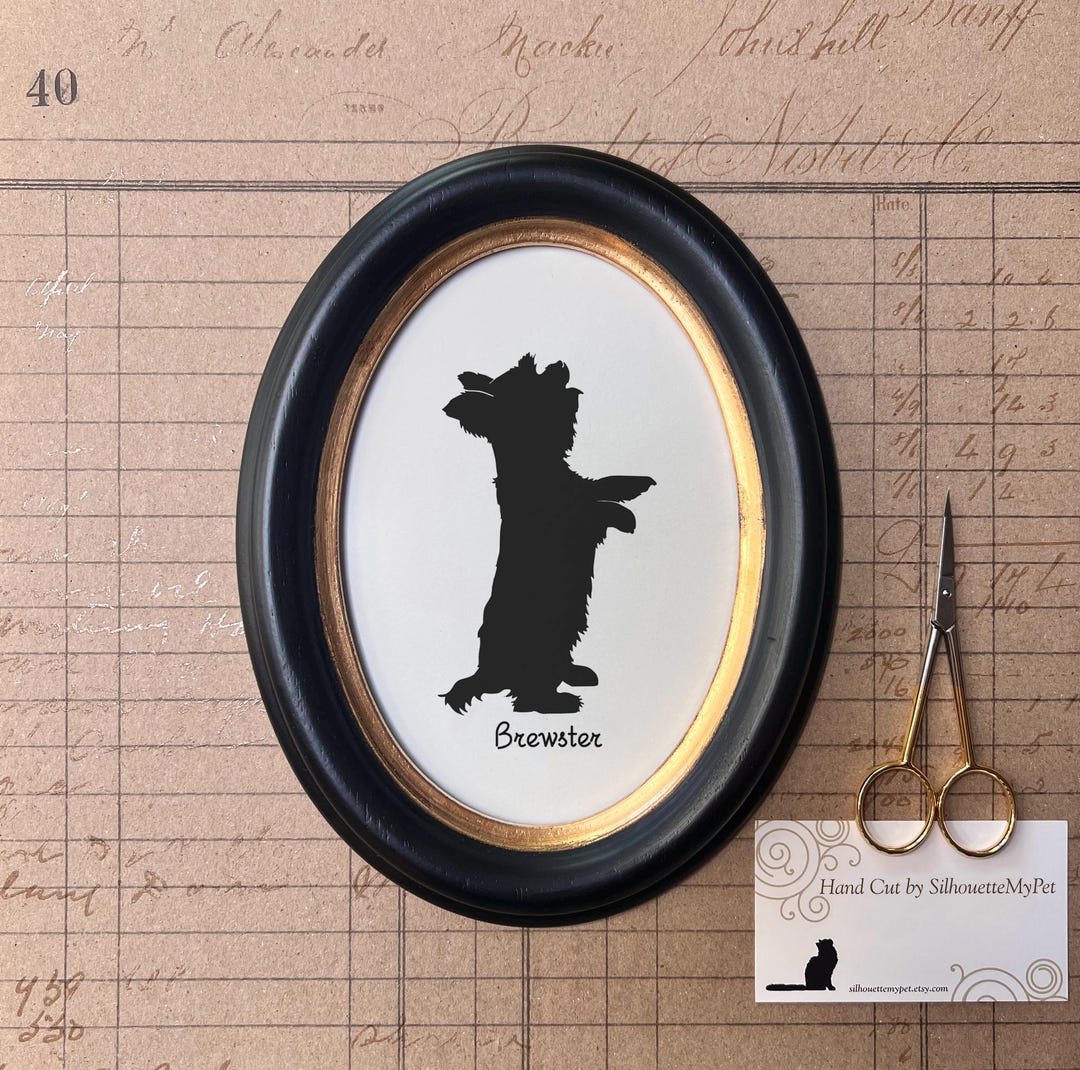 Yorkshire Terrier Silhouette Dog Portrait | Hand-cut Pet Memorial ...