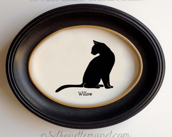 Abyssinian Cat Silhouette Personalized Cat Portrait, Pet Gift, Hand Cut by SilhouetteMyPet Design:CAT-ABY02