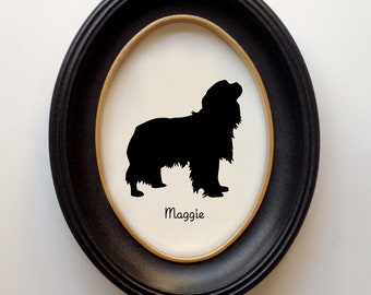 Cavalier King Charles Spaniel Silhouette Personalized Dog Portrait, Pet Gift, Hand Cut by SilhouetteMyPet Design:DOG-CKC01