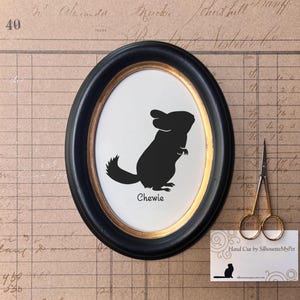 Chinchilla Silhouette, Hand Cut Silhouette Art, Text + Variety of Sizes Available - SilhouetteMyPet Design:OA-CHI01
