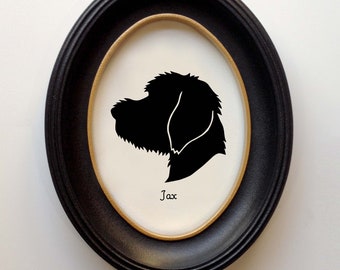 Irish Doodle Silhouette Personalized Dog Portrait, Pet Gift, Hand Cut by SilhouetteMyPet Design: DOG-IOO02