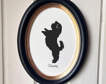 Shih Tzu Silhouette Dog Portrait  | Hand-Cut Pet Memorial  | Frame & Personalized Text Options