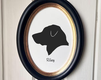 Labrador Retriever Silhouette Dog Portrait  | Hand-Cut Pet Memorial  | Frame & Personalized Text Options