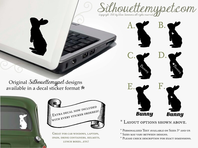 Rabbit Vinyl Decal - Bumper Sticker - Silhouettemypet Design:oa-rab02 ...