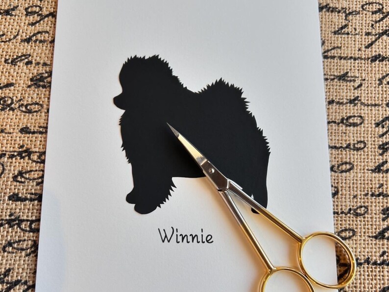 Pomeranian Silhouette Personalized Dog Portrait, Pet Gift, Hand Cut by SilhouetteMyPet Design:DOG-POM01 image 9