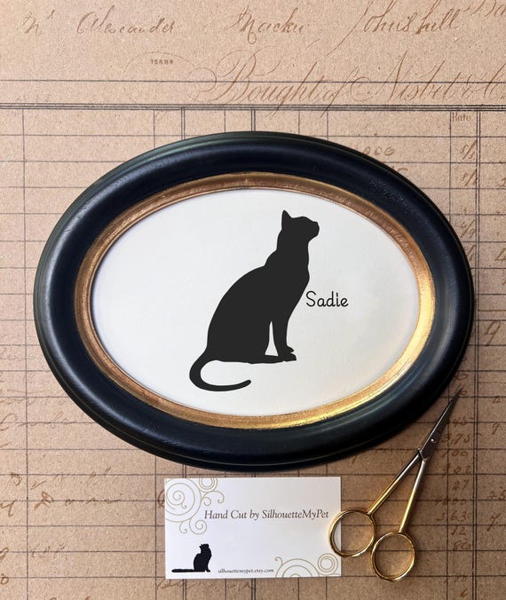 Bengal Cat Silhouette Portrait  | Hand-Cut Pet Memorial  | Frame & Personalized Text Options