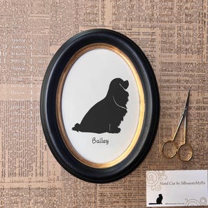 Cavalier King Charles Spaniel Silhouette Dog Portrait, Pet Gift, Hand Cut by SilhouetteMyPet Design:DOG-CKC02
