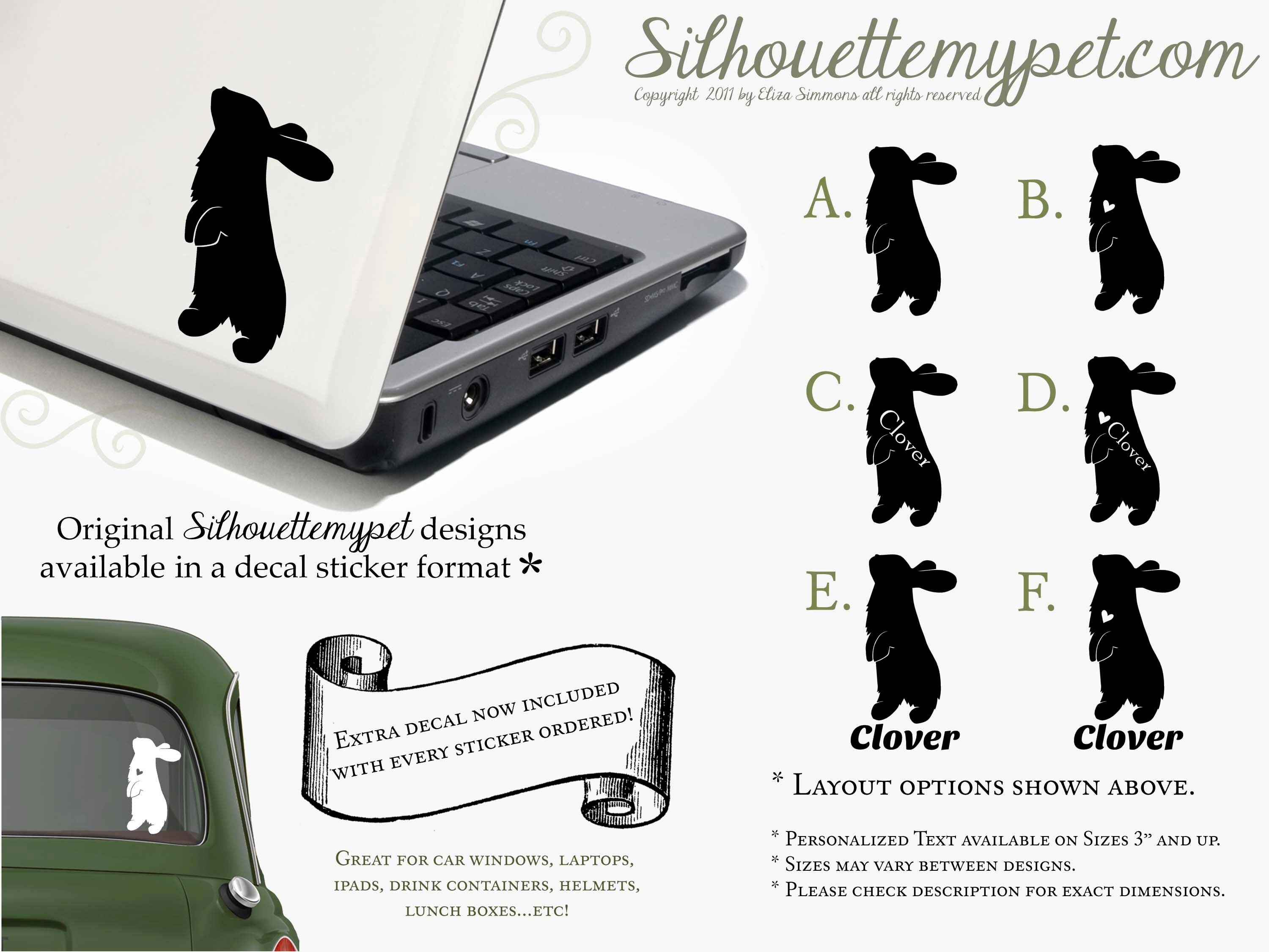 Rabbit Vinyl Decal - Bumper Sticker - Silhouettemypet Design:oa-rab05 ...