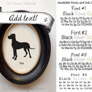Great Dane Silhouette Dog Portrait | Hand-Cut Pet Memorial | Frame & Personalized Text Options image 4