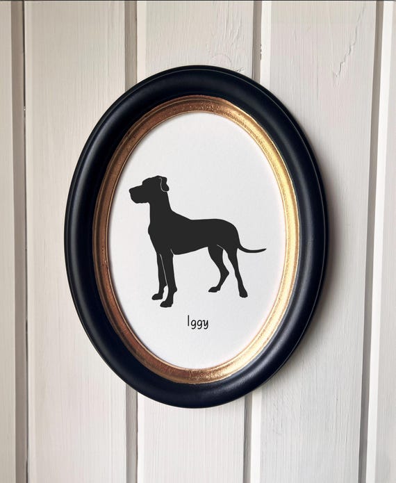 Hand-Cut Great Dane Silhouette Dog Portrait, Memorial Gift, Heirloom Wall Art, Personalized with Your Pet's Name