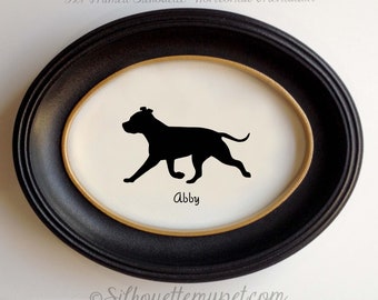 American Staffordshire Terrier (floppy ears) Silhouette Personalized Dog Portrait, Pet Gift, Hand Cut by SilhouetteMyPet Design:DOG-AST04