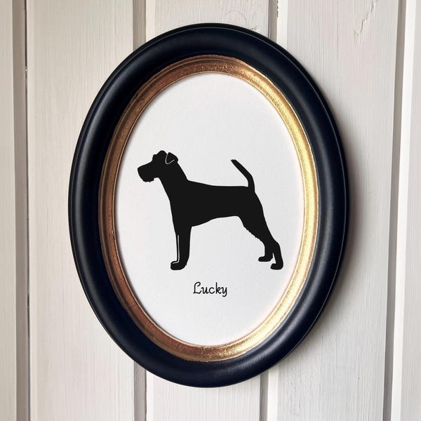 Irish Terrier Silhouette Dog Portrait  | Hand-Cut Pet Memorial  | Frame & Personalized Text Options