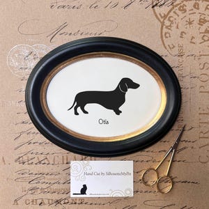 Dachshund Silhouette Dog Portrait, Pet Gift, Hand Cut by SilhouetteMyPet Design: DOG-DAC01