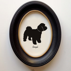 Maltipoo Silhouette Personalisiertes Hunde Portrait, Haustier Geschenk, Handgeschnitten von SilhouetteMyPet Design:DOG-MLP01