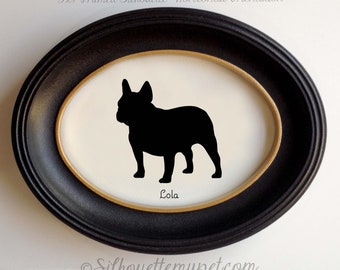 French Bulldog Silhouette Personalized Dog Portrait, Pet Gift, Hand Cut by SilhouetteMyPet Design:DOG-FBD01